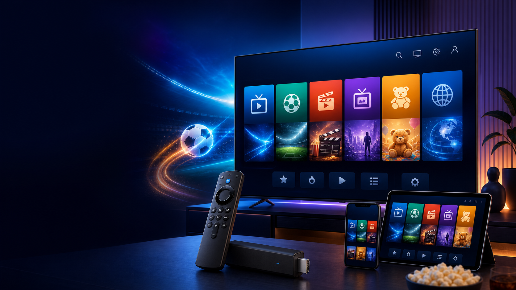 Worldwide IPTV content streaming across smart TV, phone and tablet